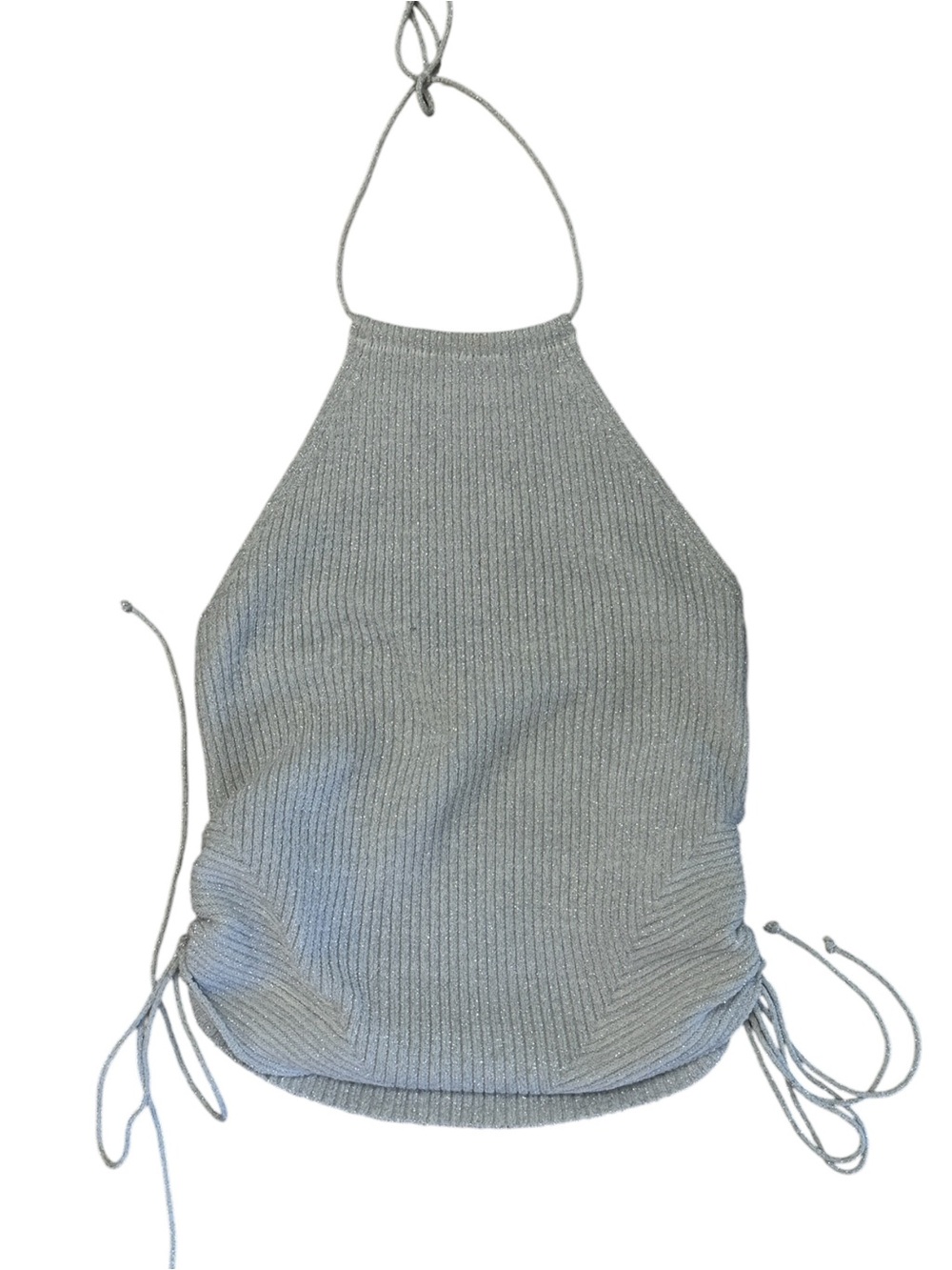 Vintage 90s y2k silver metallic halter top